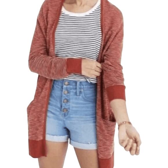 Madewell Summer Ryder Rust Orange Cardigan Duster Sweater Coastal Grandma XS - Picture 1 of 9